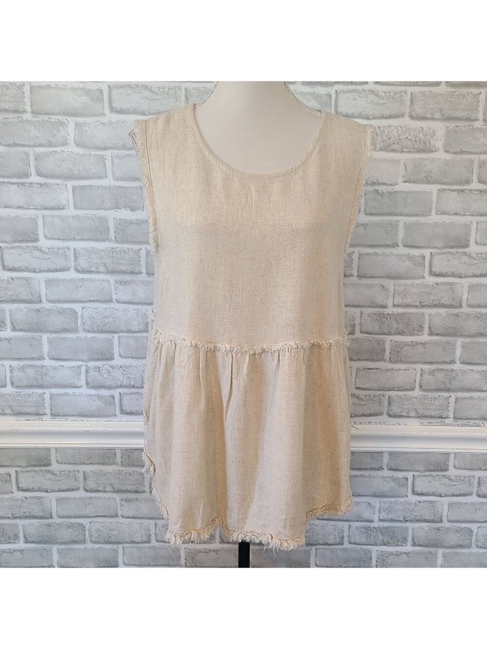 Icebird Muslin Raw Hem Tunic Top Blouse NEW Lg Boho Lagenlook Coastal Flowy